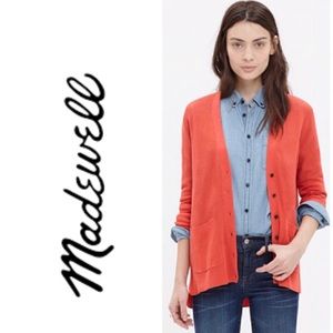 👚Madewell Orange Button Down Cardigan Sweater